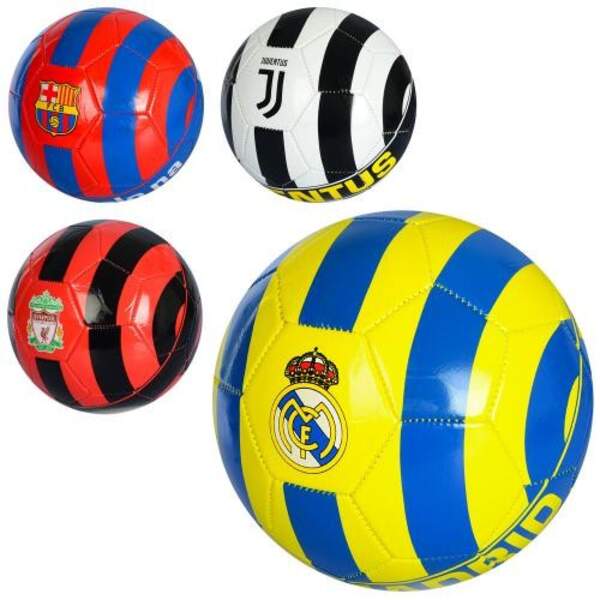 М'яч футбольний EV 3235 (30шт) розмір 5, ПВХ 1,8мм, 300-320г, 4 кольори (клуби), в кульці (шт.)