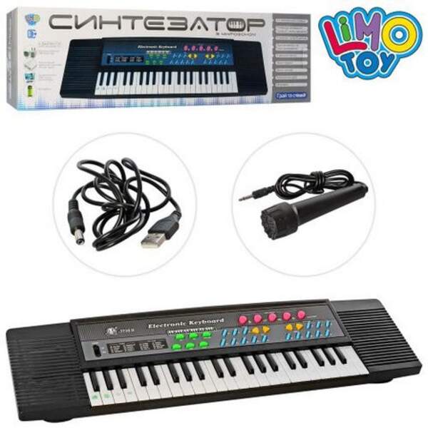 Синтезатор MS-3738 (24шт) 44 клавіші, 63 см, мікрофон, запис, демо, USB щнур, на бат, в кор-ці, 63-1 (шт.)