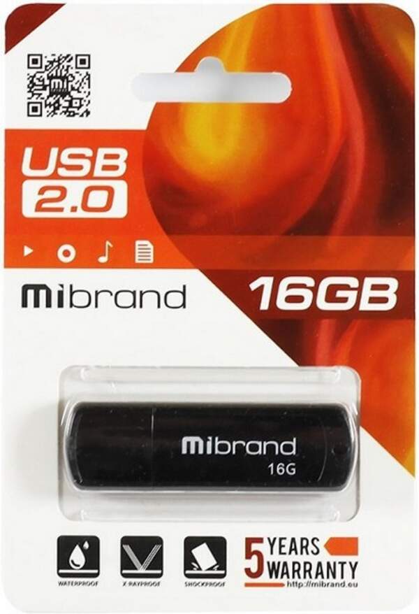 USB 2.0 Mibrand Grizzly 16Gb Black (шт.)