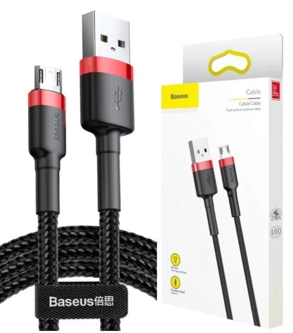 Кабель Baseus Cafule Cable USB for Micro 3 A 1 м Red/Black (CAMKLF-B91) (шт.)