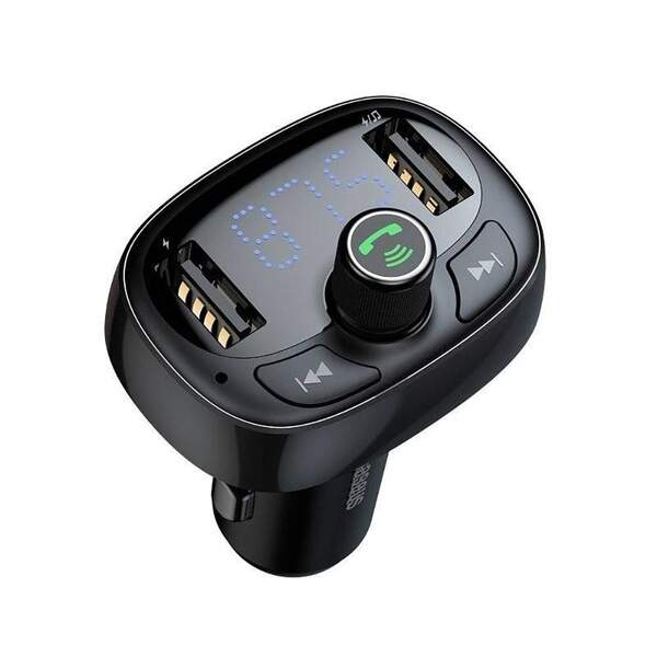 Автомобільний зарядний пристр + FM-модулятор Baseus T typed Wireless MP3 charger black (CCALL-TM01) (шт.)