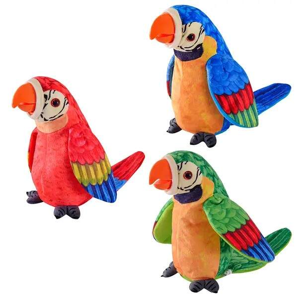 М'яка інтерактивна іграшка арт. K4107 (48шт/2) папуга, повтор голосу, дзьоб ворушиться, 3 кольори (шт.)