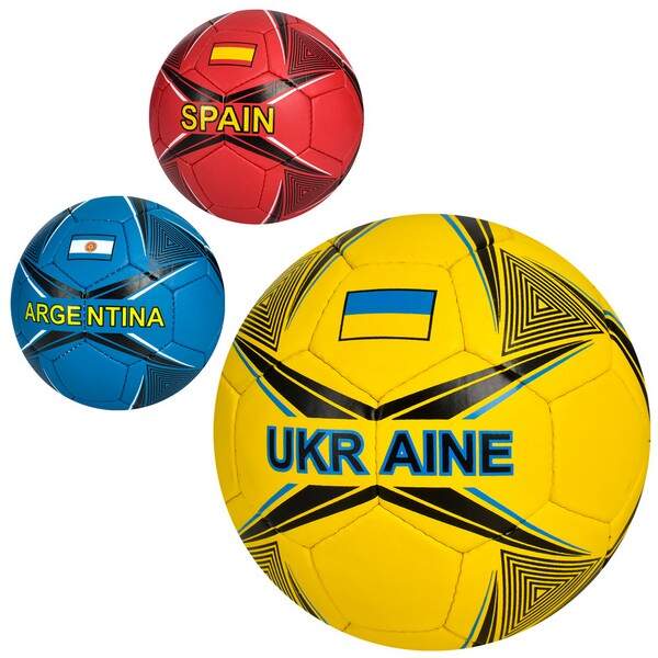 М'яч футбольний 2500-252 (30шт) розмір5,ПУ1,4мм,4шари,ручн.робота,32панелі,400-420г,3види(країни),в (шт.)