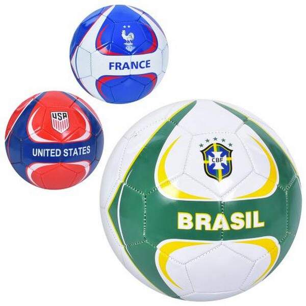 М'яч футбольний EN 3323 (30шт) розмір 5, ПВХ, 1,8мм, 340-360г, 3 види(країни), у кул. (шт.)