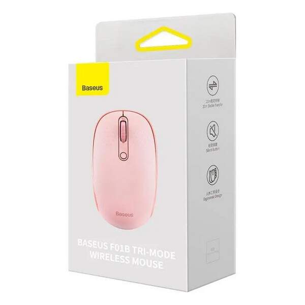 Мишка Baseus F01B Tri-Mode Wireless Mouse 2.4G Pink (B01055503413-00) (шт.)