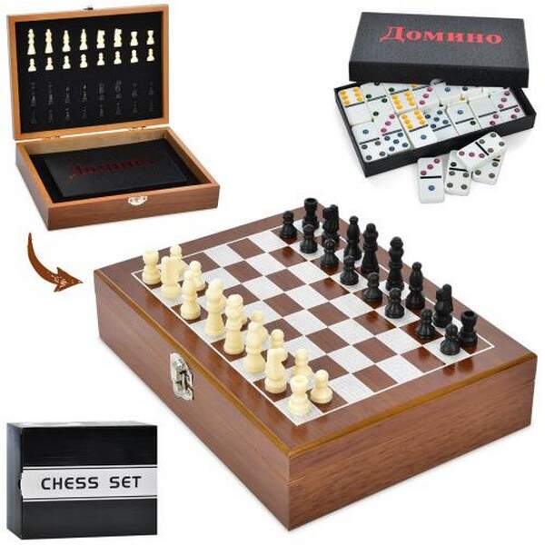 Настільна гра XQ12095 (15шт)2в1, шахи, доміно, в кор-ці,26-20-6,5см (шт.)