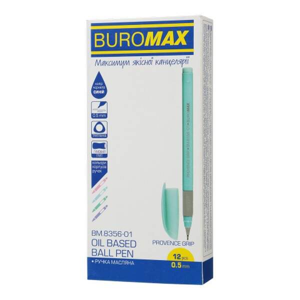 Ручка масляна, синя, з резиновим грипом BM.8356-01 (1/144) (шт.)