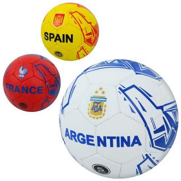 М'яч футбольний 2500-276 (30шт) розмір5,ПУ1,4мм,ручна робота, 32панелі, 400-420г, 3види(країни) (шт.)