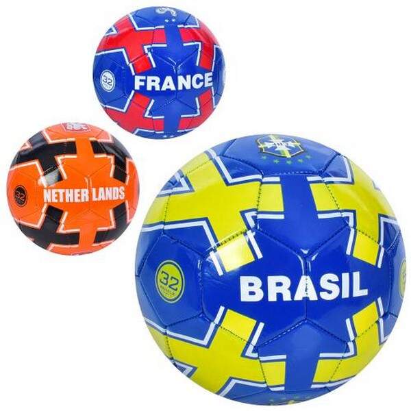 М'яч футбольний EN 3327 (30шт) розмір 5, ПВХ, 1,8мм, 340-360г, 3 види(країни), у кул. (шт.)