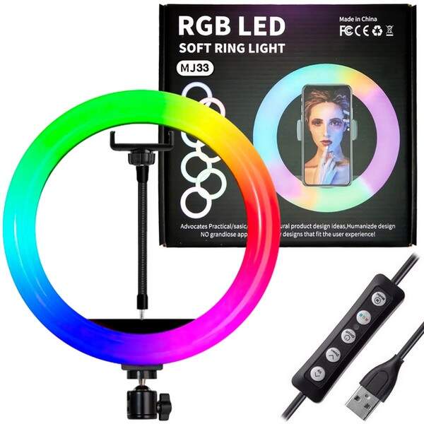 Кільцева LED RGB MJ33 лампа USB 33cm для селфі 13" RING LIGHT (20) 7617 (шт.)