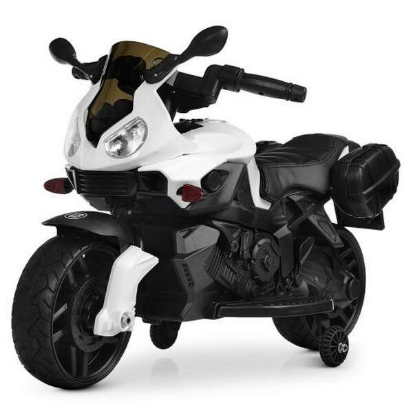 Мотоцикл M 4080EL-1 (1шт) 1мот.20W, 1акум.6V4,5AH, муз., світло, шкір.сидіння, колесаEVA, MP3, білий (шт.)