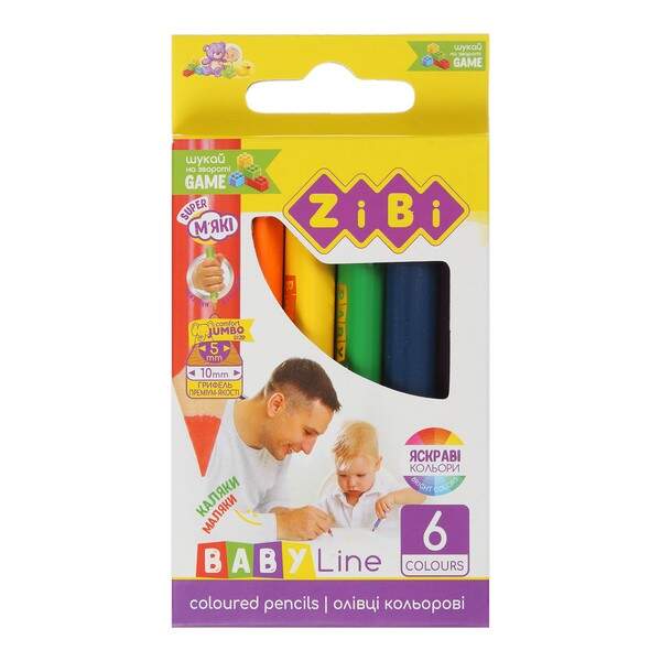 Кольорові олівці mini JUMBO, 6 кольорів ZB.2450 (шт.)