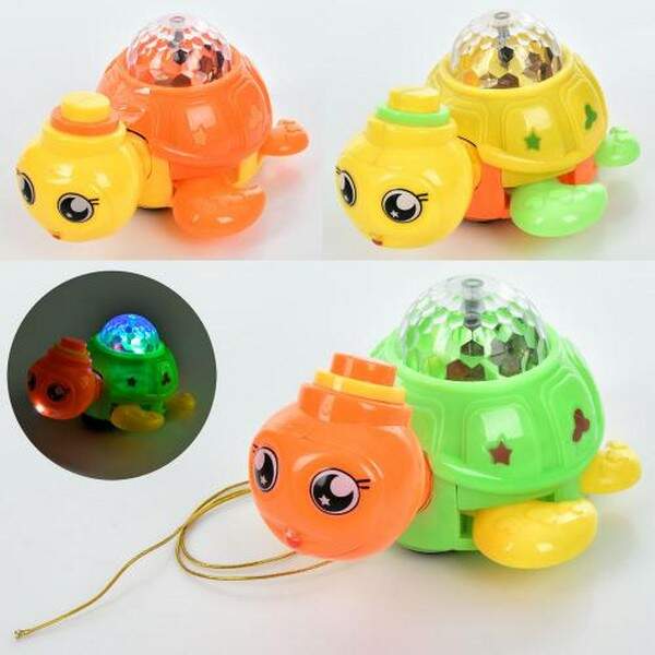 Музична іграшка 588-17 (90шт) черепаха 19см, їздить, музика, 3Dсвітло, шнурок, мікс кольорів (шт.)
