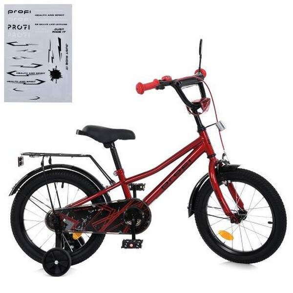 Велосипед дитячий PROF1 14д. MB 14011 (1шт) PRIME,SKD45,червоний,дзвін.,ліхтар,багажник,дод.кол (шт.)