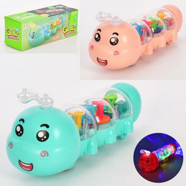 Музична іграшка 6608-19B (48шт) гусінь 25см, їздить, шестерні, музика, світло, 2 кольори, на бат-ці, (шт.)