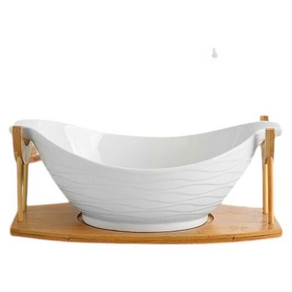 Фруктівниця порцеляна на бамбуковій підставці "White Classic" 12" (31*17*12см) MC3654-12 (8шт) (шт.)