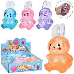 Іграшка MS 4748 (144шт) зайчик, 9см, антистрес,тягнеться, глітер,  пакет, 12 шт(4кольори) в дисплеї, (шт)