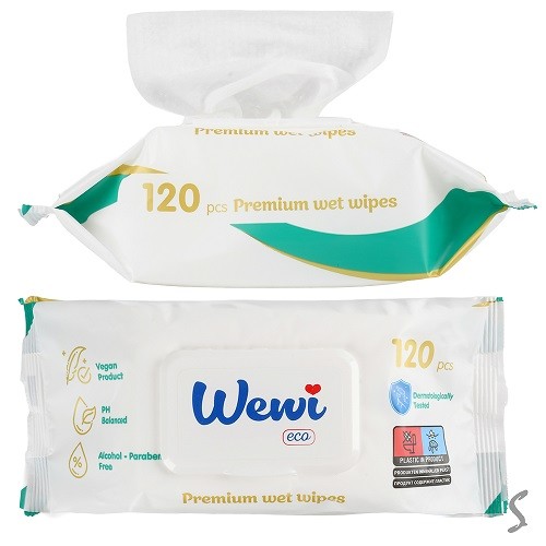 Серветки вологі з антибактеріальним ефектом парфум.WEWI 120шт/уп EG-1000092 (24уп) (шт)