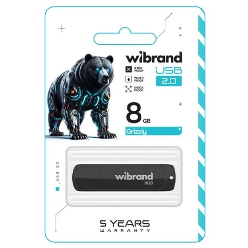 Флеш-накопичувач Flash Wibrand USB 2.0 Grizzly 8Gb Black (WI2.0/GR8P3B) (шт)