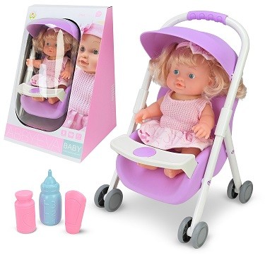 Лялька арт. YL338-3 (16шт/2)  у наборі,  візочок. Аксес короб. 25*20,5*34 см (шт)