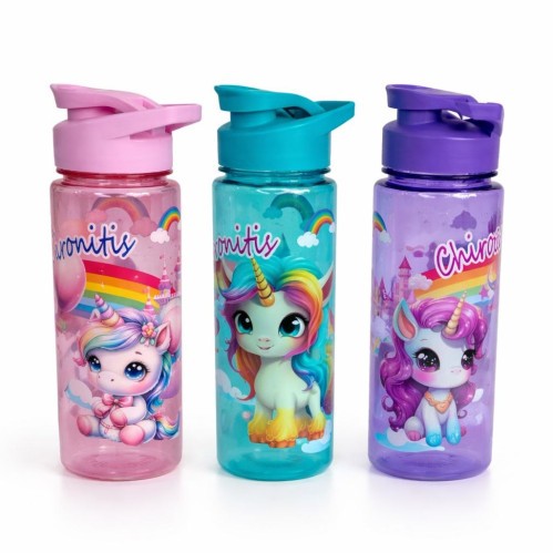 Пляшка для води пл дитяча 700мл. 3кол. (23,5*7,2)см №8002 (120) (шт)