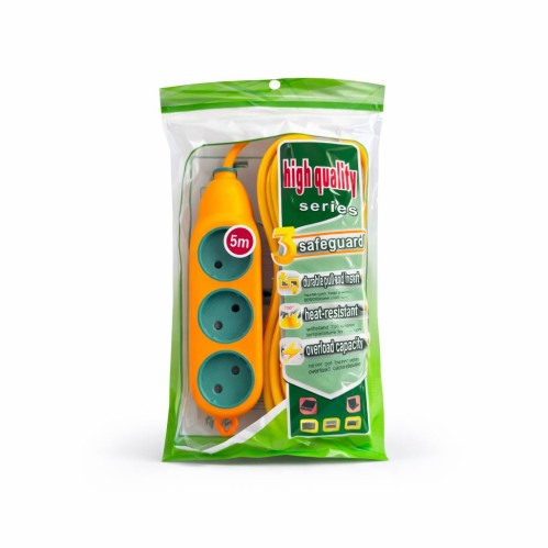 Подовжувач з 3-ма місцями 2кол. покращеної якості у кл. 5м. Двосторонній №Y-3-5 (60) (шт)