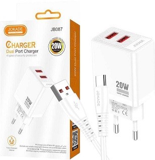 Пристрої побутові для заряджання акумуляторів мобільних телефонів JOKADE 088 + кабель мікро білий (шт)