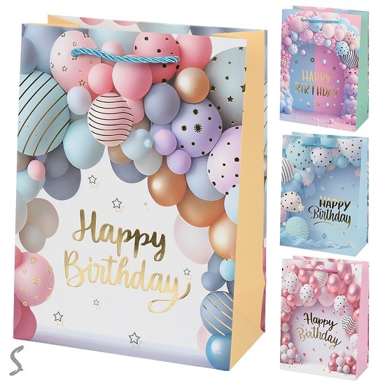 Пакет подарунковий паперовий S "Happy birthday" 18*24*8.5см R40814-S (720шт) (шт)