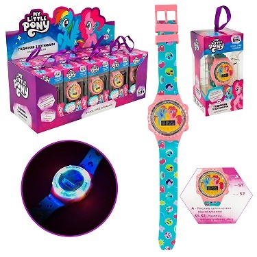 Дитячий годинник My Little Pony арт. KH75/003L (120шт) зі світлом 10шт короб. 6*6*12см дисплей бокс (шт)