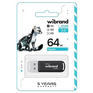 Флеш-накопичувач Flash Wibrand USB 3.2 Gen1 Marten 64GB Black (WI3,2/MA64P10B) (шт)