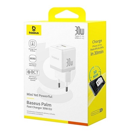 МЗП Baseus Palm PD/QC 30W USB-A | USB-C White (P1011160A213-00) (шт)