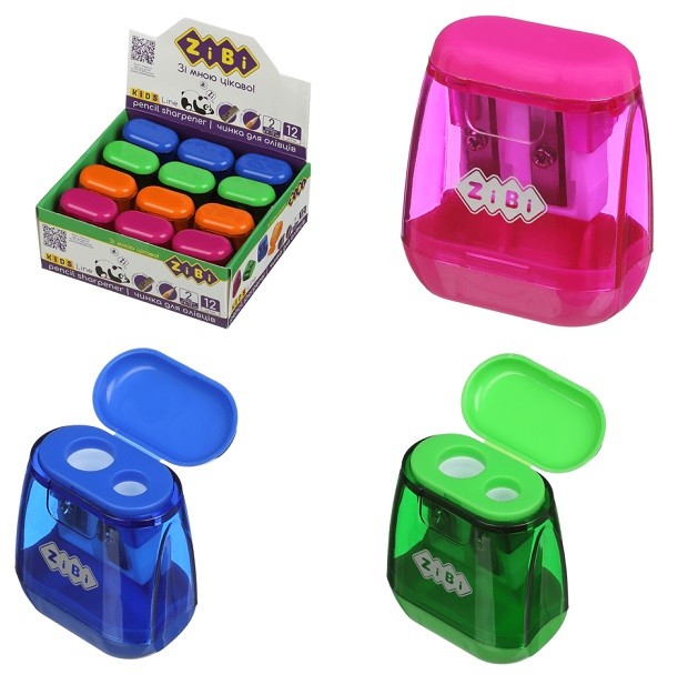 Чинка з контейнером COMBI, 2 отв., пластик. корпус,/  асорті, KIDS Line ZB.5589 (1/12) (шт)