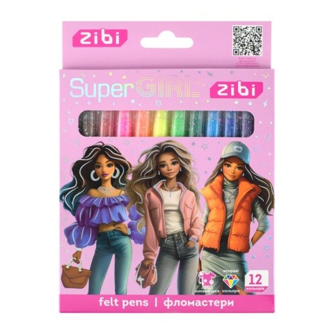 Фломастери, 12 к., SUPER GIRL, KIDS Line ZB.2824 (1/12/144) (шт)