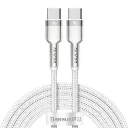 кабель Baseus Cafule Series Metal Data Cable Type-C to Type-C 100W 2m White (CATJK-D02) (шт)