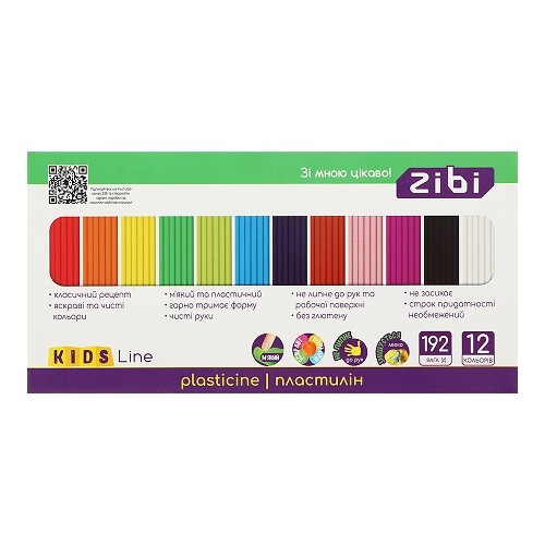 Пластилін 12 кольорів, 192г, KIDS Line ZB.6274 (шт)