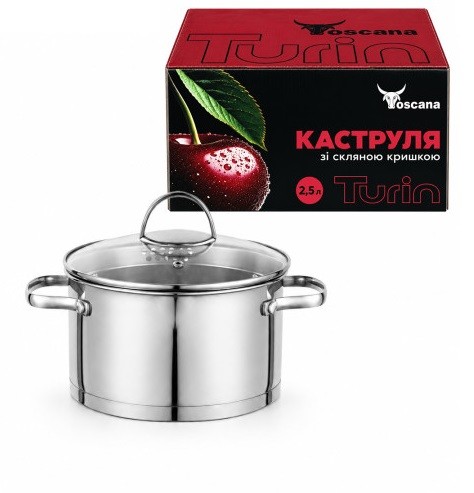 Каструля 2,5л зі скляною кришкою «Turin» 80235 (шт)