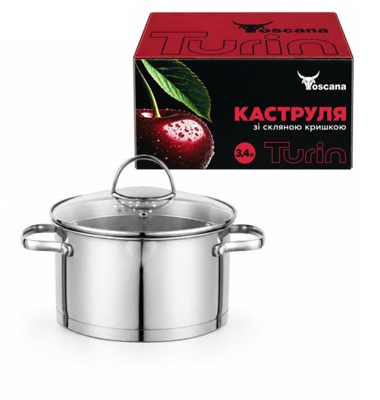 Каструля 3,4л зі скляною кришкою «Turin» 80236 (шт)