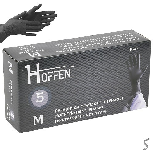 Рукавички нітрилові M Hoffen 5.0г нестерильні текстуровані б/п 50пар/уп HFN-13501M (10уп) (шт)
