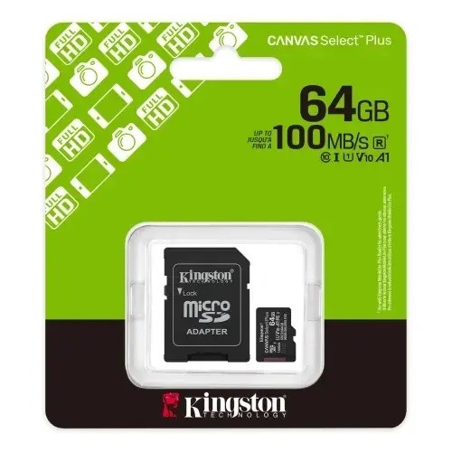 Карта пам'яті Kingston microSDX 64GBC Canvas Select Plus   UHS-I U1 V10 + SD-адаптер (SDCS3/64GB) (шт)