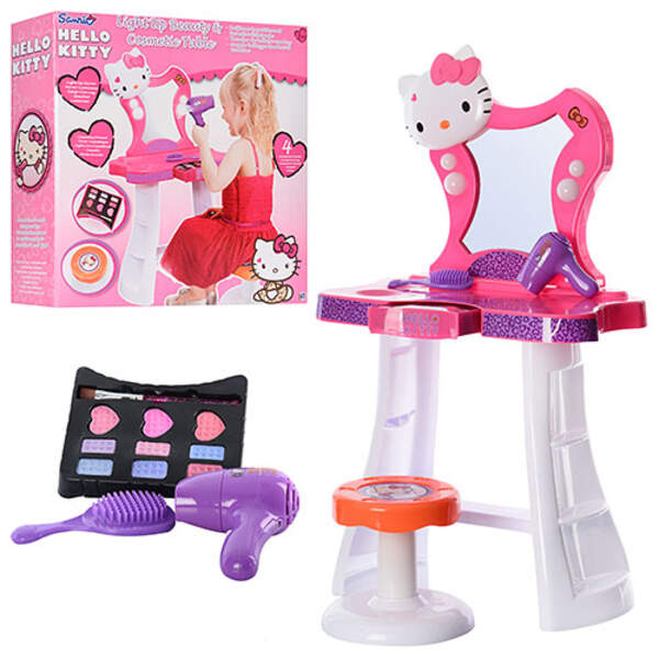 Трюмо 1680776 (4шт) стільчик, тіні 9шт, дзеркало з підсвічуванням, фен, гребінець, на бат-ці, в кор- (шт.)