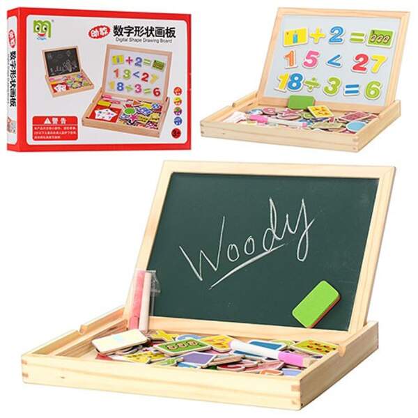 Деревянная игрушка Досточка MD 0694 (24шт) магнит,геом фигурки,маркер,в пенале,в кор-ке,30-23-3см (шт.)