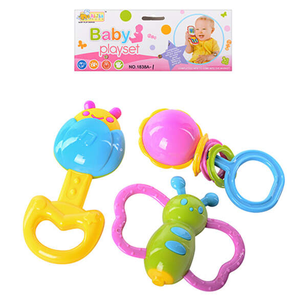 Брязкальце 1838 C1 (240шт) 3шт (метелик, жучок, квіточка), в пакеті, 15-24-4см (шт.)