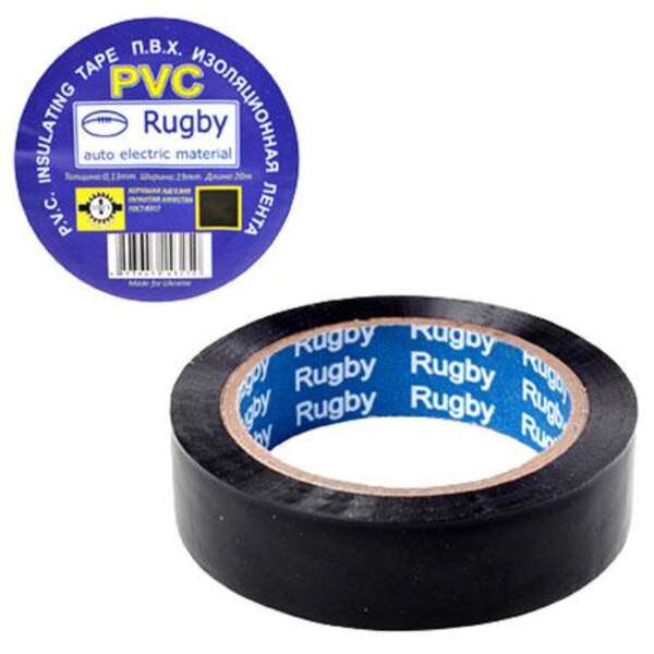 Ізолента ПВХ 50м "Rugby" чорна RUGBY 50m black,10шт в уп. (200шт) (шт.)