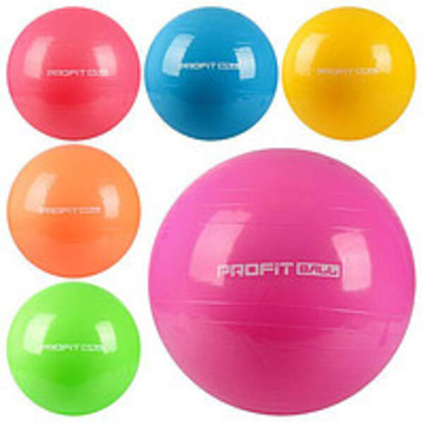 М'яч для фітнесу-65см MS 0382 (30шт) Фітбол, гума, 900г, 6 кольорів, у кульку, 17-13-8см (шт.)