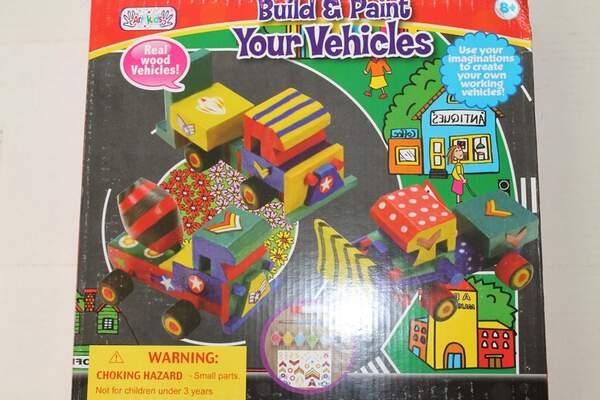 Набір для творчості MK 0119 (12шт) будтехніка (дерев) 3шт, клей, фарби, пензлик, в кор-ці, 30-29-5 (шт.)