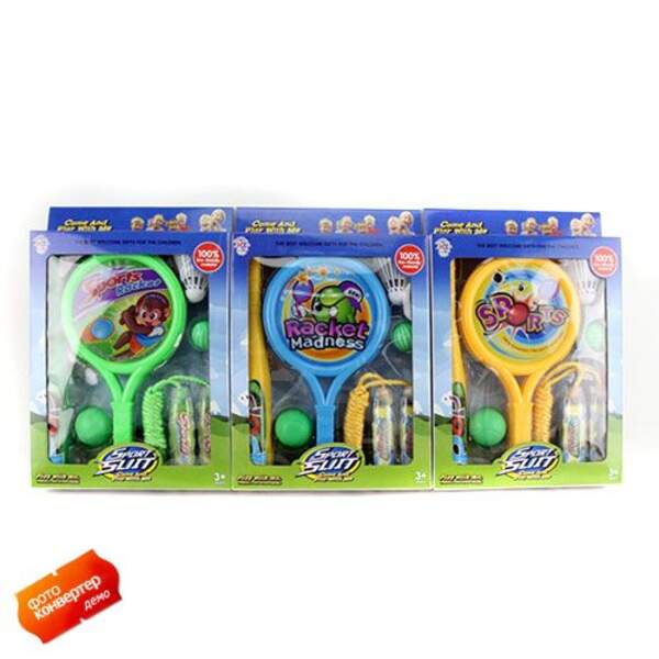 Набір спортивний M 2026 (36шт) 2ракетки, кулька 2шт, волан 1шт, біта, скакалка, 3вид, в кор-ці, 25,5 (шт.)