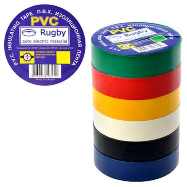 Ізолента ПВХ 10м "Rugby" асорті RUGBY 10m assorti, 10шт в уп.(500шт) (шт.)