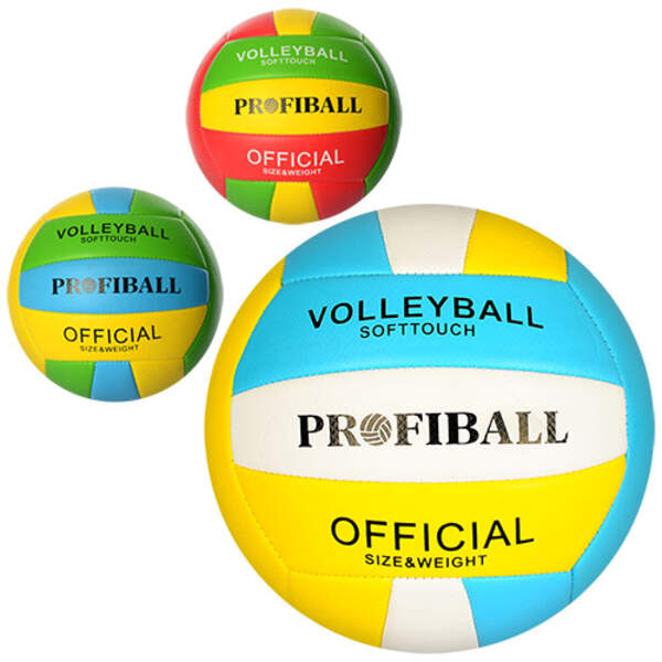 М'яч волейбольний EN 3248 (30шт) офіц.розмір, ПВХ 2,7мм, 300-320г, Profiball, 3 кольори, в кульку (шт.)