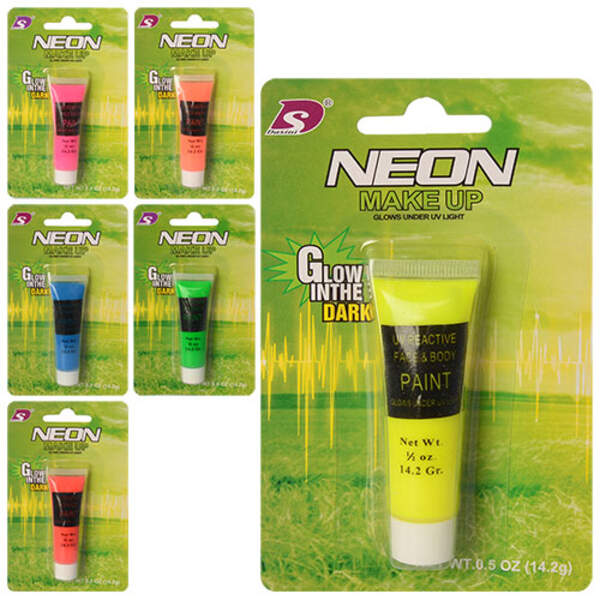 Аквагрим MK 1173 (144шт) у тюбику, 14г, неон, 6 кольорів, на листі, 9-15-1,5см (шт.)