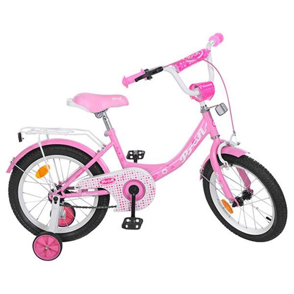 Велосипед дитячий PROF1 14д. Y1411 (1шт) Princess,SKD45,ліхтар,дзвінок,дзеркало,дод.кол.,рожевий (шт.)